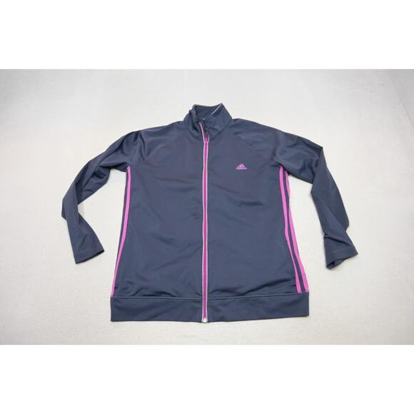 Adidas Track Jacket Full Zip ClimaLite Performance Athletic Gray Womens Sz XL - Picture 5 of 10